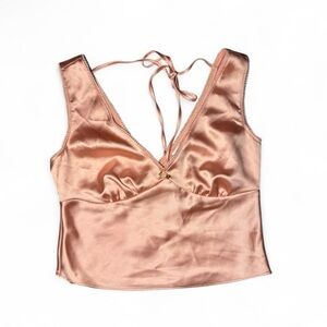 Wild Fable coquette dainty pink satin crop top with rose detail 🤍